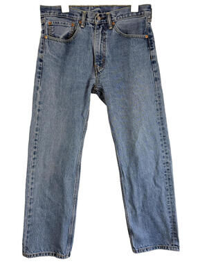 Men's Levis 505 Regular Fit Denim Jeans Sz 34x30 Blue Cotton Modern Red Tab